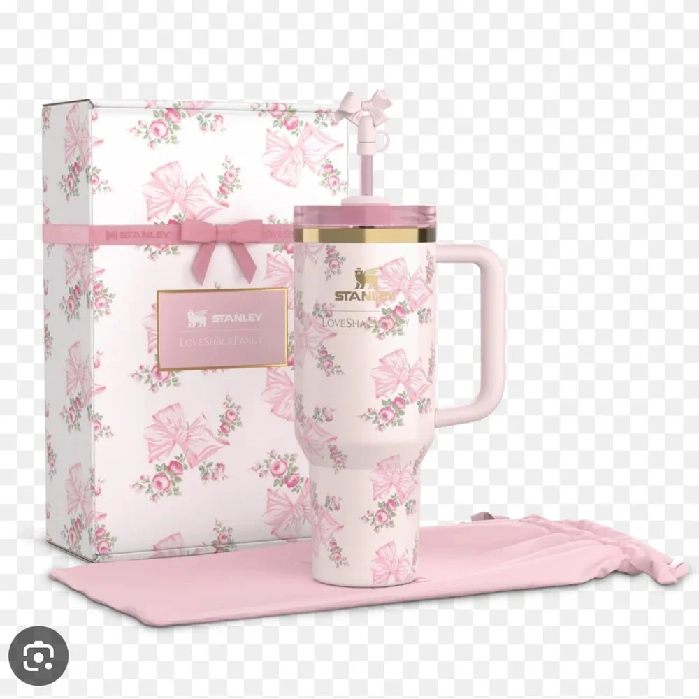 Stanley Pink Floral Insulated Tumbler with Gold Logo - Picture 2 of 2